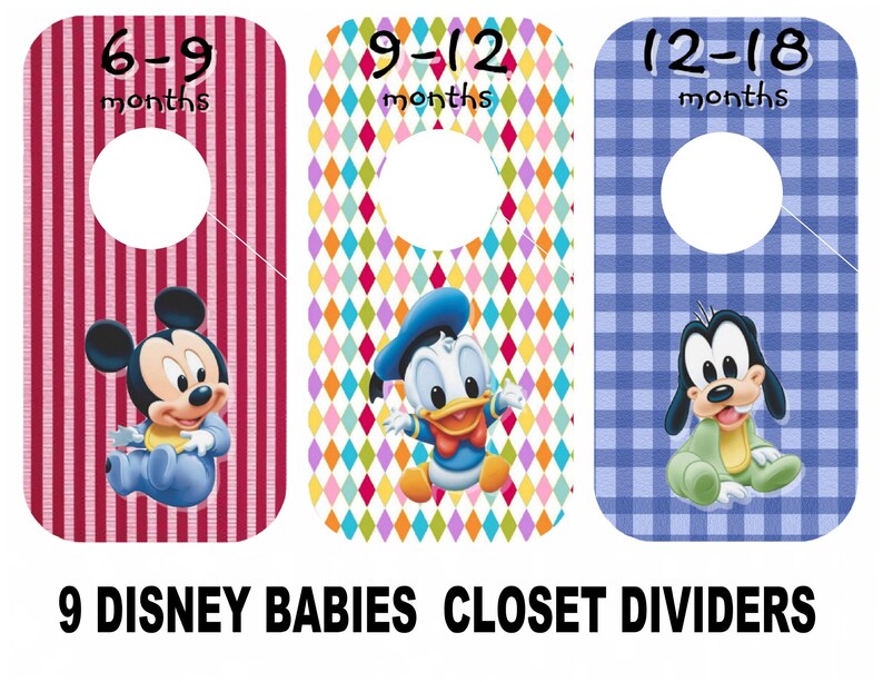 Mickey Mouse, Minnie Mouse, Babies Closet Dividers, 6.75 x 3.5 inches, Baby Shower Gift, Baby Nursery image 2