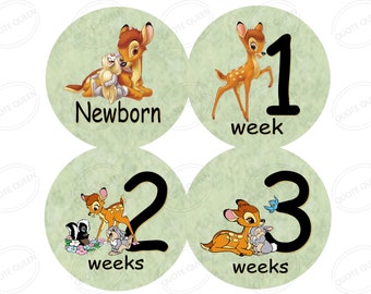 Bambi, Disney, Thumper, Monthly Stickers, Baby Shower Gift, Baby Nursery, Bambi Stickers, Milestone Stickers, Monthly Stickers