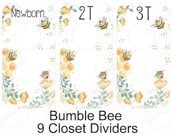Bumble Bee Closet Dividers, Baby Nursery Organization, Laminated Set