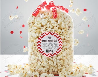 20 Popcorn Stickers, 2 Inch Glossy Round Custom Envelope Closures
