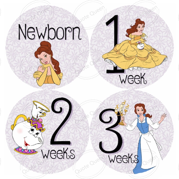 FREE GIFT, Beauty and the Beast Monthly Stickers, Monthly Stickers, Belle, Beast, Monthly Stickers, Shower Gift, Baby Girl Monthly Stickers