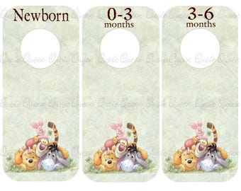 Winnie The Pooh Closet Dividers, Nine Laminated Double-Sided Sizes
