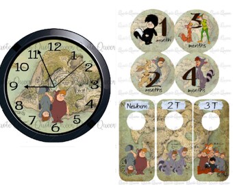 DISNEY Peter Pan and the Lost Boys Clock, Monthly Stickers and Closet Dividers+FREE GIFT, Lost Boys Grouping