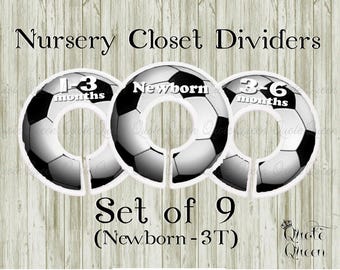 Soccer Ball Nursery Closet Dividers (Newborn-3T) Set of 9