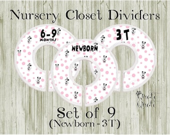 Minnie Mouse Baby Closet Dividers, Pink Polka Dot, Newborn-3T, Set of 9