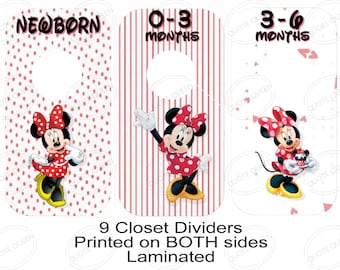 Minnie Mouse Baby Closet Dividers, Laminated Nursery Organization