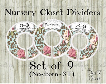 Animal Print and Floral Clothes Dividers, Closet Dividers, Leopard Print, Diva Baby, Leopard Nursery, Diva Nursery, Animal Print Nursery