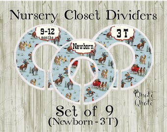 Western Nursery Closet Dividers, Baby Clothes Organizer, Newborn-3T (Set of 9)