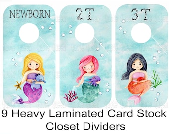 Mermaid Closet Dividers, Laminated Double-Sided Baby Clothes Organization