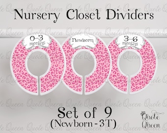 Baby Shower Gift, Pink Leopard Closet Dividers, Newborn-3T, Set of 9