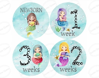 Mermaid Baby Monthly Stickers, Under The Sea, Shower Gift, Milestone Photo Prop Set