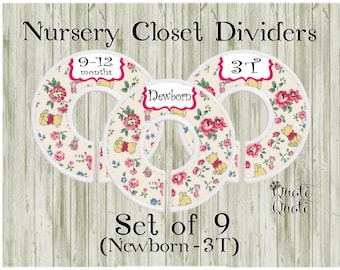 Winnie the Pooh Nursery Closet Dividers, Baby Clothes Organizer (Set of 9)