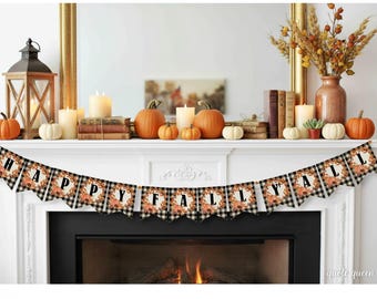 Happy Fall Y'all Banner, Bunting Flags, Farmhouse Decor (Digital Download)