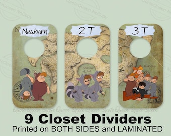 Peter Pan Inspired Lost Boys Closet Dividers, Baby Nursery Organization, Laminated (6.75 x 3.5 inches)
