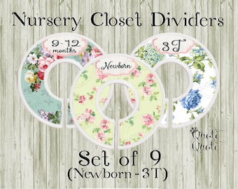 Floral Baby Closet Dividers, Newborn-3T, Shabby Chic Nursery Organizers