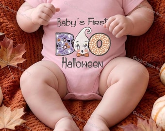 Baby Girl's First Halloween Onesie, Vintage Ghost Boo Design