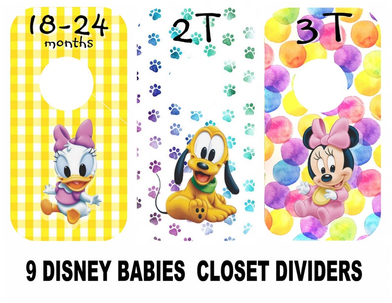 Mickey Mouse, Minnie Mouse, Babies Closet Dividers, 6.75 x 3.5 inches, Baby Shower Gift, Baby Nursery image 3