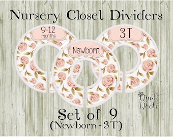 Baby Shower Gift, Blush Rose Nursery Closet Dividers, Newborn-3T, Set of 9