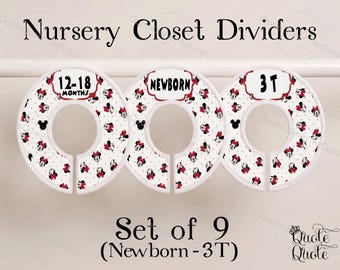 Minnie Mouse Baby Closet Dividers, Nursery Organizer (Set of 9)
