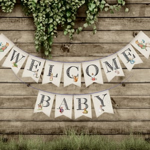 Downloadable Digital Banner/Garland. Peter Rabbit/Beatrix Potter Baby Shower, Bunting Flags, Flag Decorations,Digital Download,Download