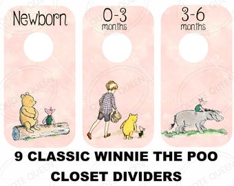 Winnie the Pooh Closet Dividers, Nursery Organizer, Baby Shower Gift