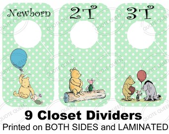 Winnie the Pooh Baby Closet Dividers, Laminated Nursery Organizer