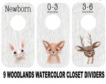 Woodland Animals Nursery Closet Dividers, Baby Clothes Organizer