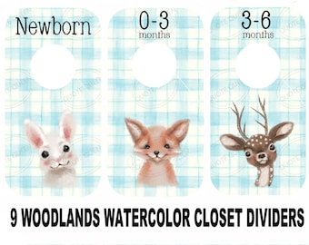 Watercolor Woodland Baby Closet Dividers, Nursery Organizer