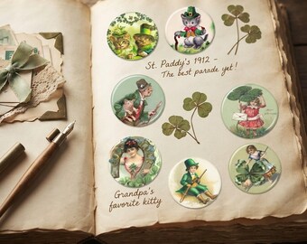 Vintage St. Patrick's Day Glossy Stickers, 2 inch Set