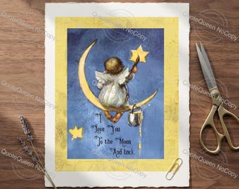 I Love You To The Moon And Back Typography Print (Digital Download)