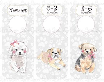 Puppy Closet Dividers, Laminated Nursery Organizer (Set of 9)
