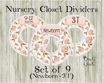 Blush and Gold Roses Closet Dividers Newborn-3T,Closet Organizers,Closet Dividers,Nursery Clothes Dividers,Plastic Closet Dividers