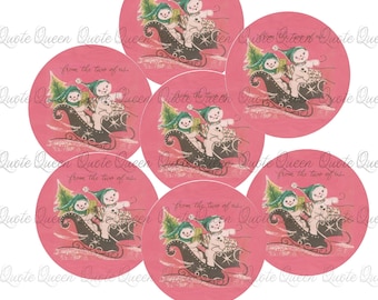 Personalized Snowman Christmas Stickers, Glossy Labels (2 inch)