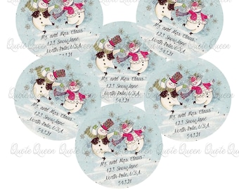 Personalized Christmas Snowman Stickers, Glossy Address Labels
