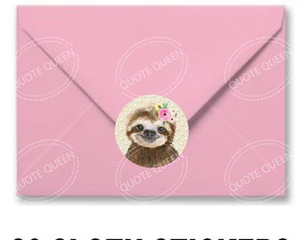 Sloth Stickers, Round Glossy (2 inch), 20 Pieces