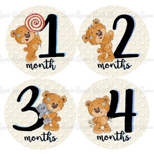 FREE GIFT, Baby Bear Monthly Stickers, Bear Monthly Stickers, Monthly Stickers, Onesie Stickers, Baby Gift, Baby Shower Gift image 1