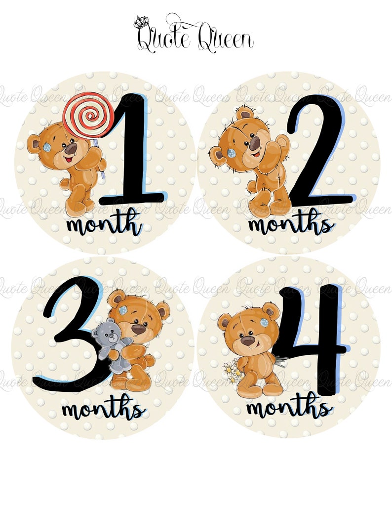 FREE GIFT, Baby Bear Monthly Stickers, Bear Monthly Stickers, Monthly Stickers, Onesie Stickers, Baby Gift, Baby Shower Gift image 1