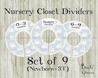 Bunny Rabbit Nursery Closet Dividers, Baby Rabbit, Nursery Clothes Dividers, Rabbit, Shower Gift, Clothes Dividers