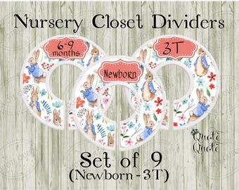 Peter Rabbit Nursery Closet Dividers, Baby Clothes Organizers (Set of 9)