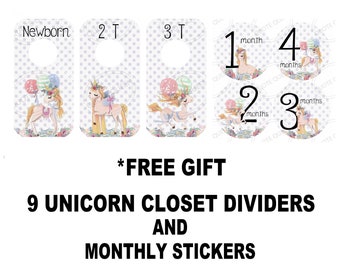Pretty Unicorn Monthly Stickers and Closet Dividers+ FREE GIFT!