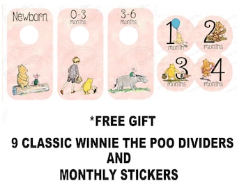 Winnie the Pooh Baby Monthly Stickers, Tigger Nursery Closet Dividers (Set)