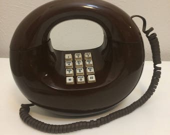 Mid Century Western Electric Sculptura Brown Donut Phone