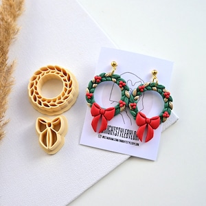 Christmas Wreath Bow Set Polymer Clay Cutter | Christmas cutters |Winter