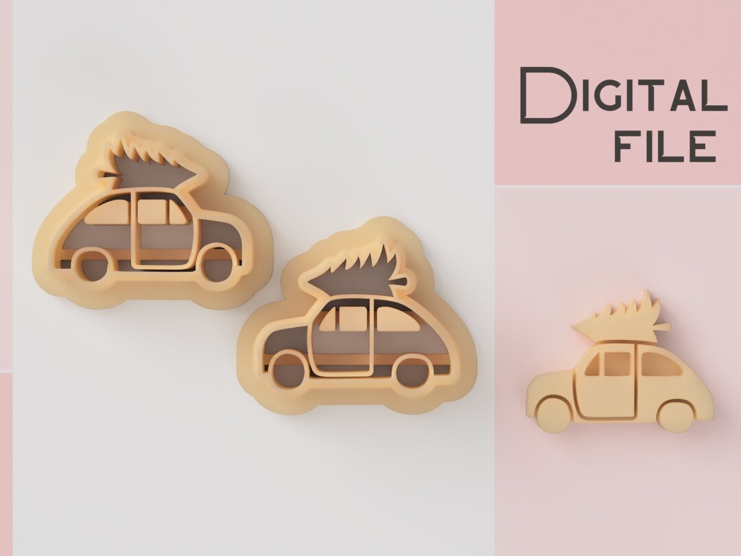 Christmas Car Polymer Clay Cutter Mini Mirror Winter Holiday Etsy
