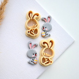 Easter Bunny Clay Cutter |MIRROR Rabbit Clay Cutters Embossing Clay Cutter Tool