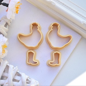 Polymer Clay Cutter/ Mirror Chicken Boot Clay Cutters/ 3D Printed Clay Cutter/ Embossing Clay Cutter