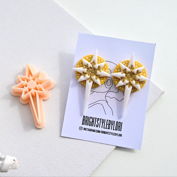 Northern Star Polymer Clay Cutter/ Christmas Holiday Clay Cutters/ Winter Embossing Clay Cutter