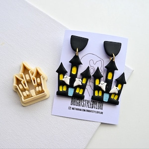 Haunted House Halloween Polymer Clay Cutters/Cutter3D Printed Clay Cutter/ Fall (Autumn) Embossing Clay Cutter- 5 Sizes