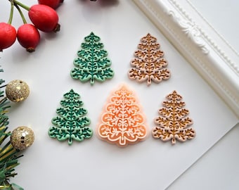 Christmas Tree Polymer Clay Earring Cutter | Nordic Christmas Folk Art Ornament | Winter Holiday Embossing Clay Cutter