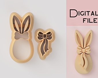 Easter Bunny Clay Cutter Set| Rabbit Clay Cutters | Egg Cutters Digital STL File | 5 Sizes